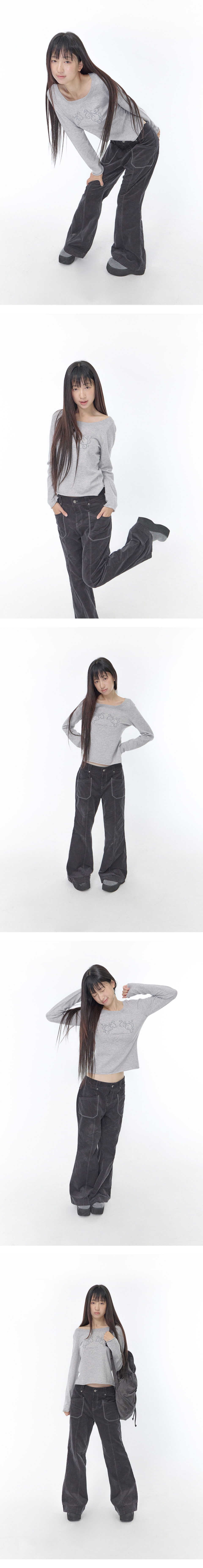 BAG RIBBON KNIT TOP - 2 COLORS MELANGE GREY