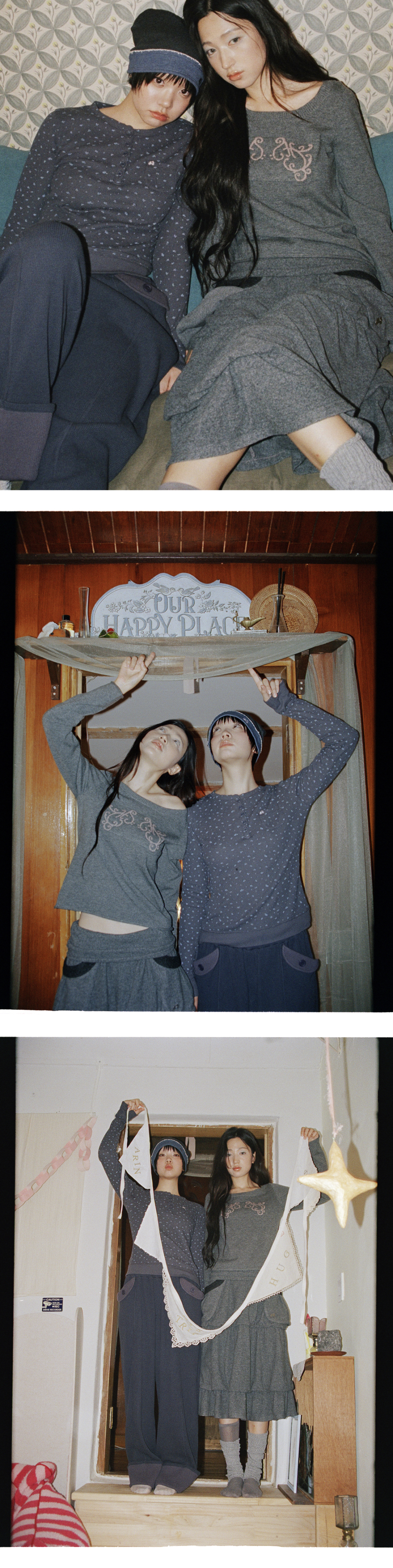 Back ribbon ornament knit top (Dark gray) - hug your skin