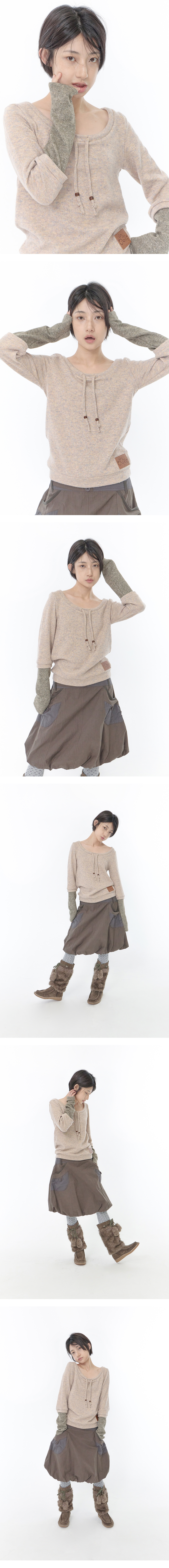 LAYERED STRING KNIT TOP - 2 COLORS ORANGE