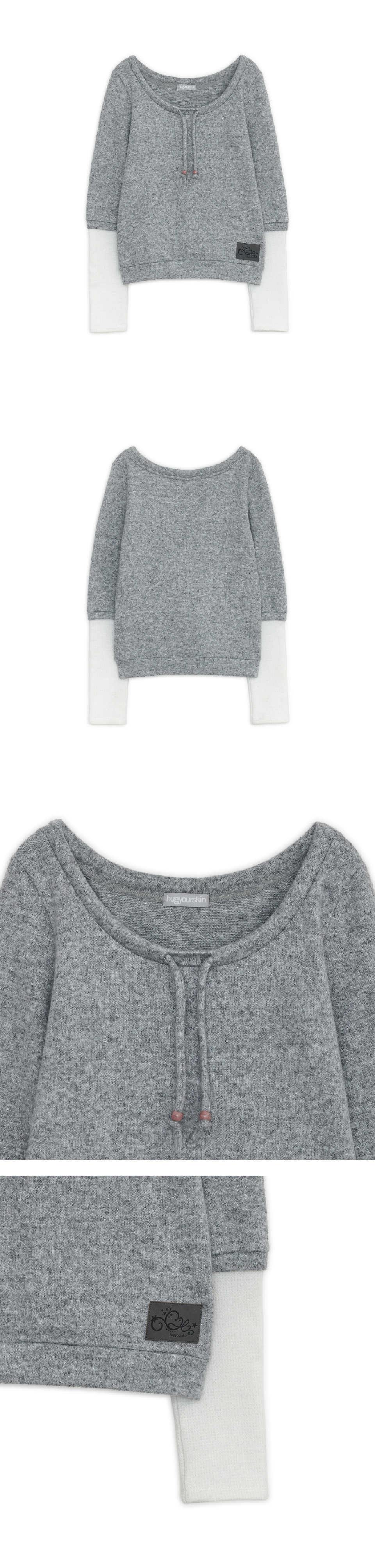 LAYERED STRING KNIT TOP - 2 COLORS MELANGE GREY
