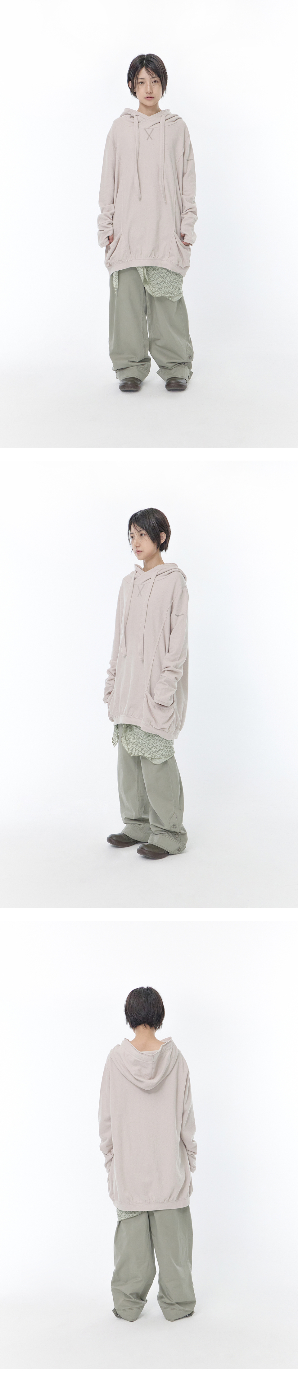 HOOD COTTON LOOSE DRESS - 2 COLORS GREY