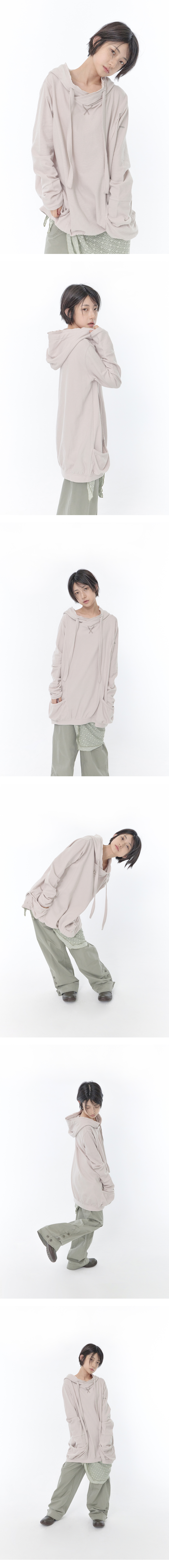 HOOD COTTON LOOSE DRESS - 2 COLORS GREY