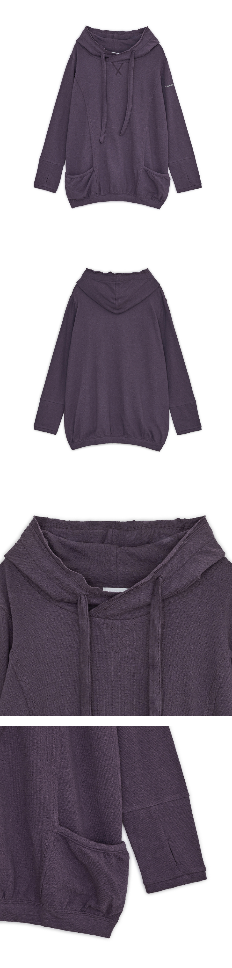 HOOD COTTON LOOSE DRESS - 2 COLORS PURPLE