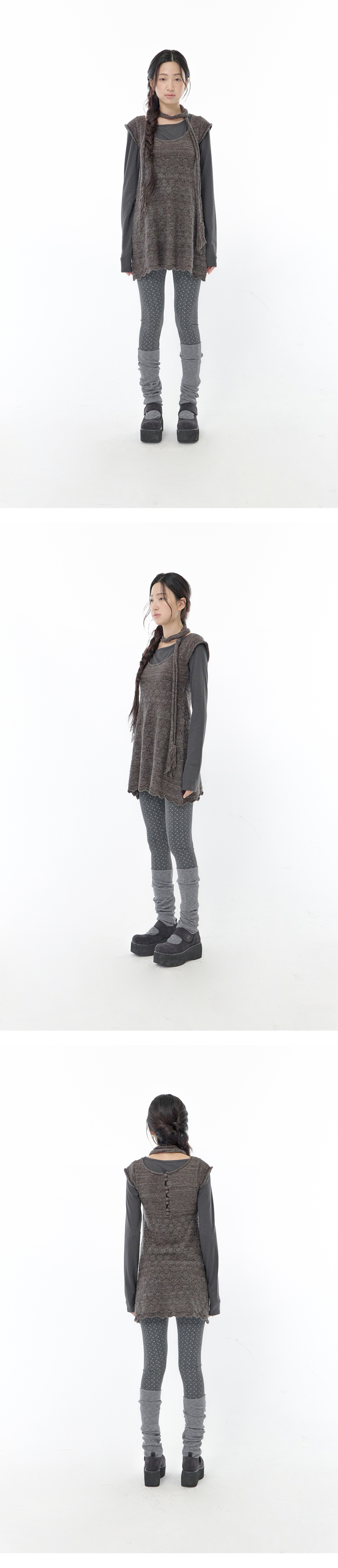 KNIT DRESS - 2 COLORS CHARCOAL