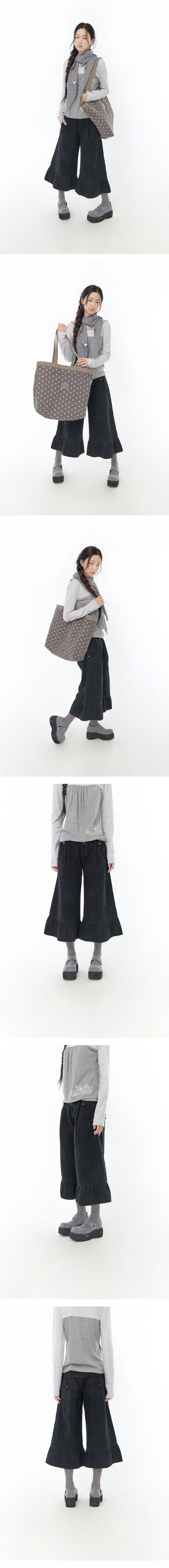 WASHED RUFFLE CAPRI PANTS - 2 COLORS BLACK