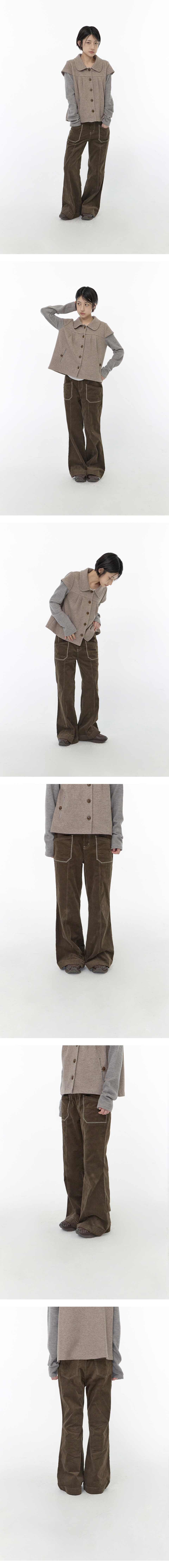 CORDUROY BOOTCUT PANTS - 2 COLORS BROWN