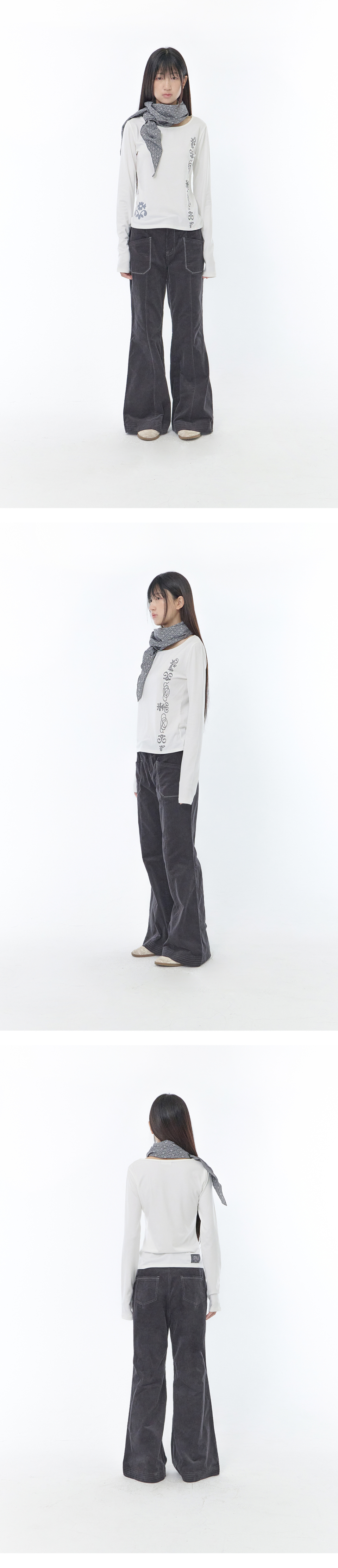 CORDUROY BOOTCUT PANTS - 2 COLORS BLACK