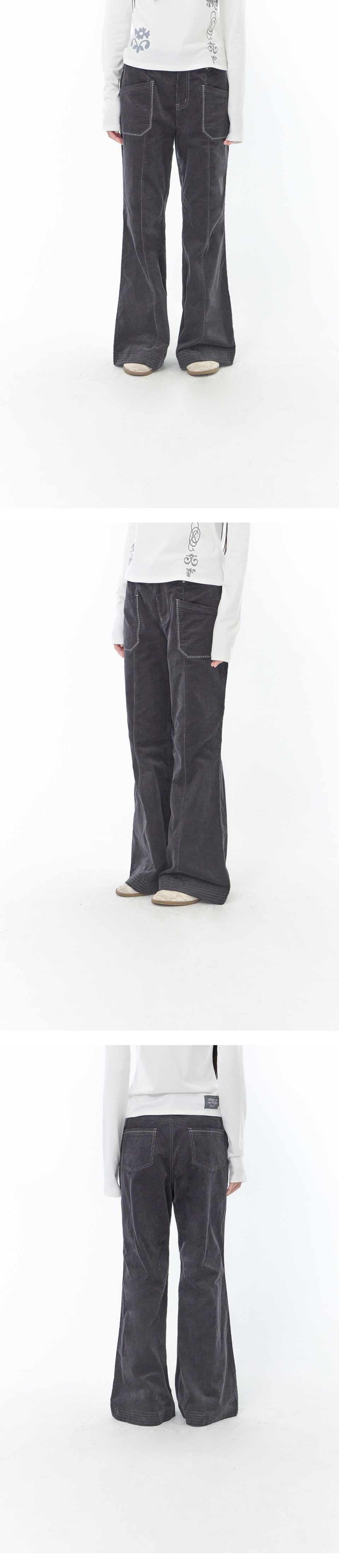 CORDUROY BOOTCUT PANTS - 2 COLORS BLACK