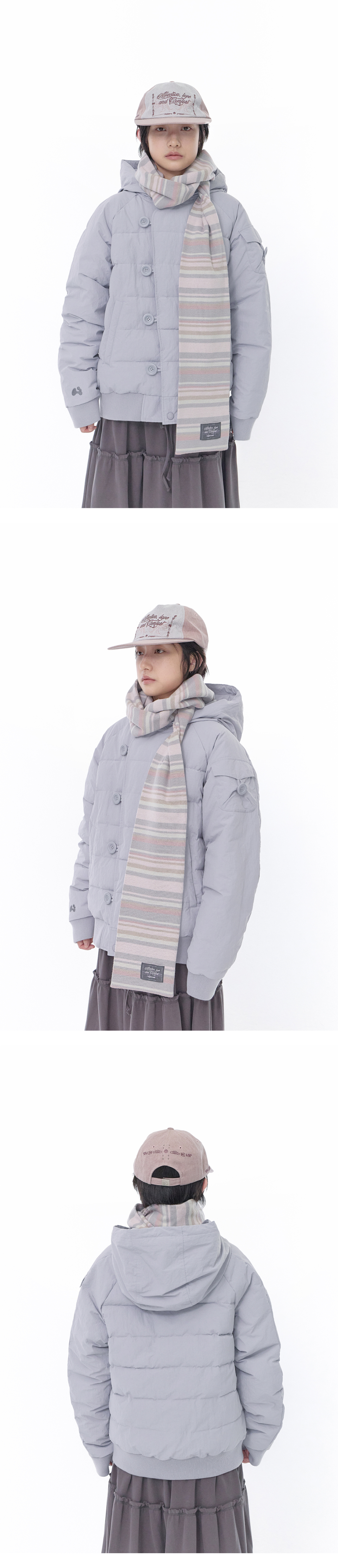 STRIPE COTTON MUFFLER - 2 COLORS PINK