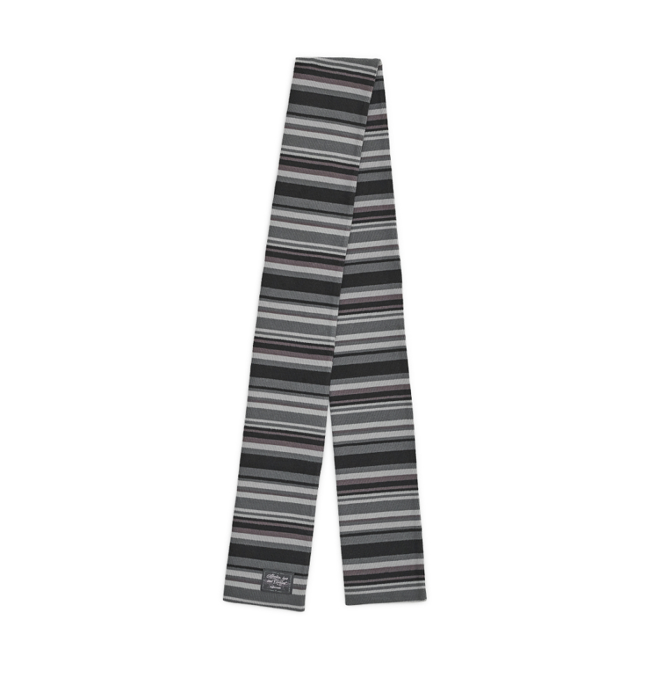 STRIPE COTTON MUFFLER - 2 COLORS CHARCOAL