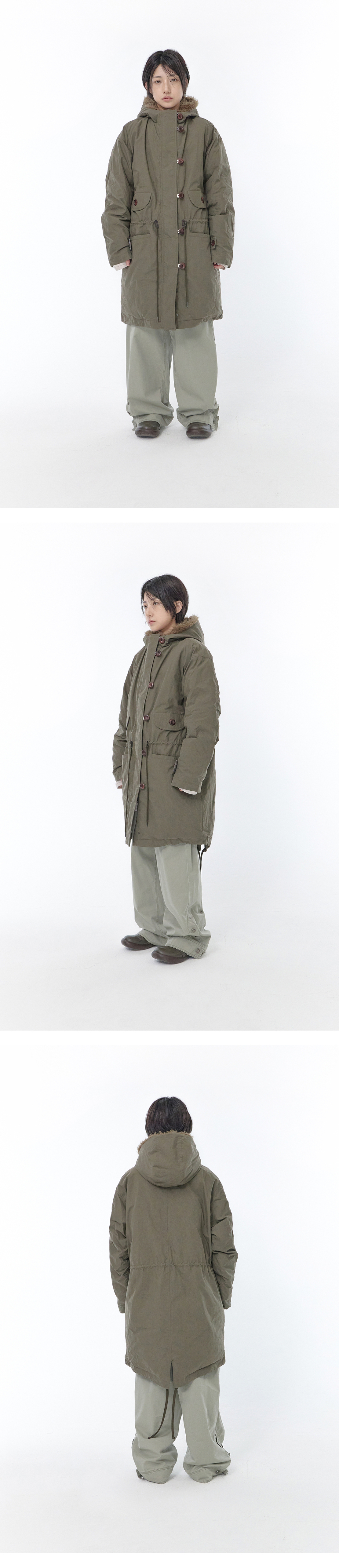 PADDED FISHTAIL DUFFLE PARKA - 3 COLORS KHAKI