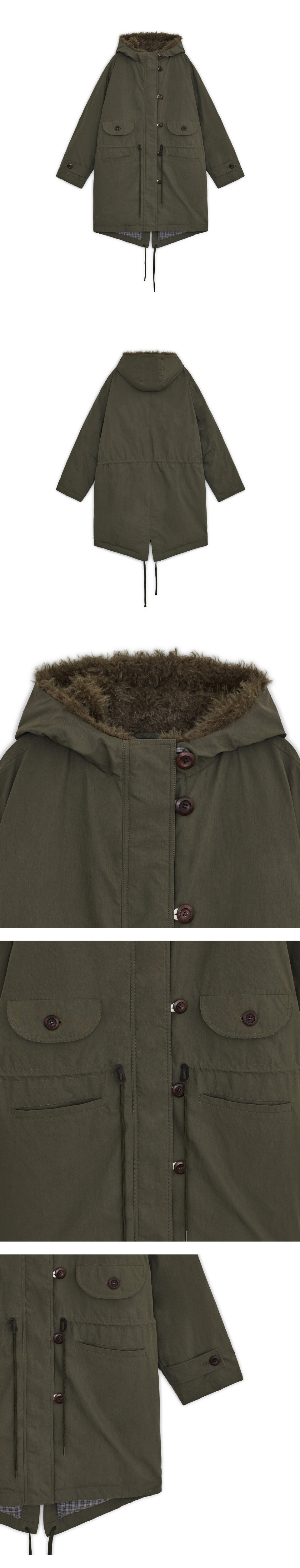 PADDED FISHTAIL DUFFLE PARKA - 3 COLORS KHAKI