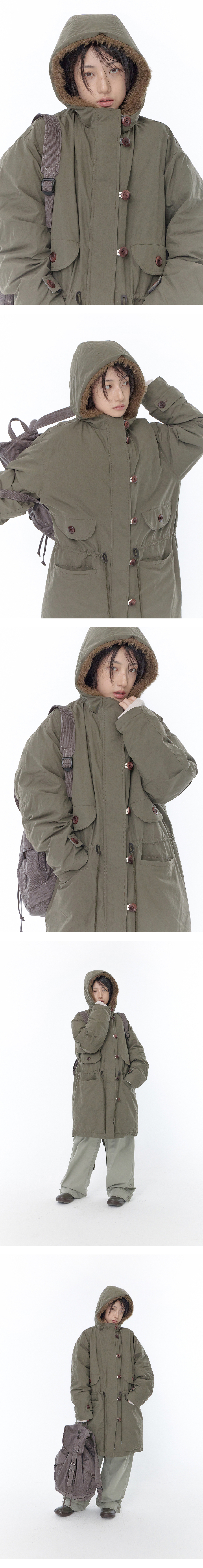 PADDED FISHTAIL DUFFLE PARKA - 3 COLORS KHAKI