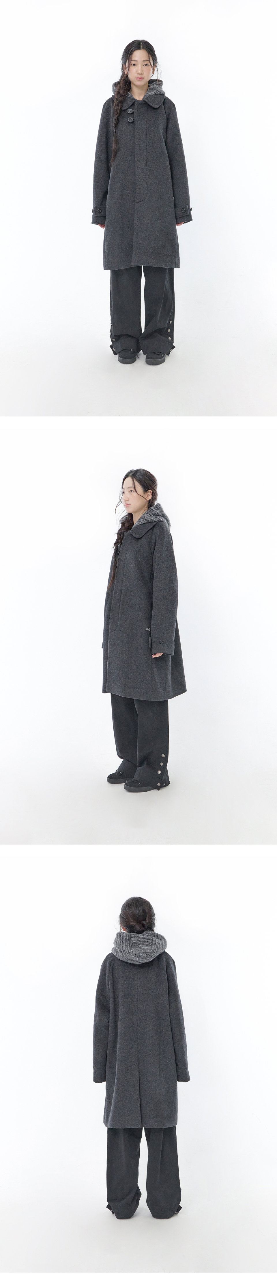 HOOD SINGLE COAT - 3 COLORS CHARCOAL