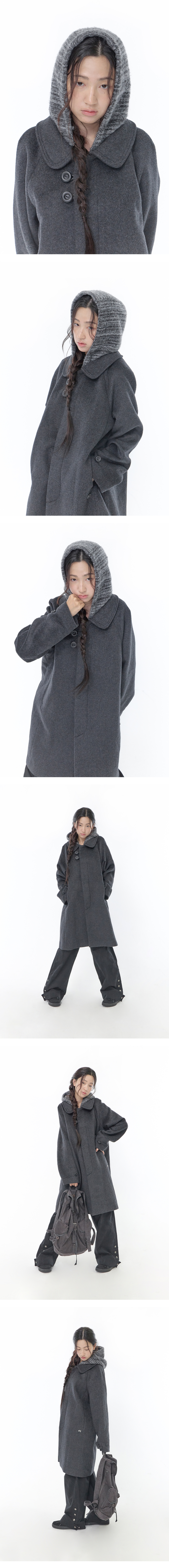 HOOD SINGLE COAT - 3 COLORS CHARCOAL