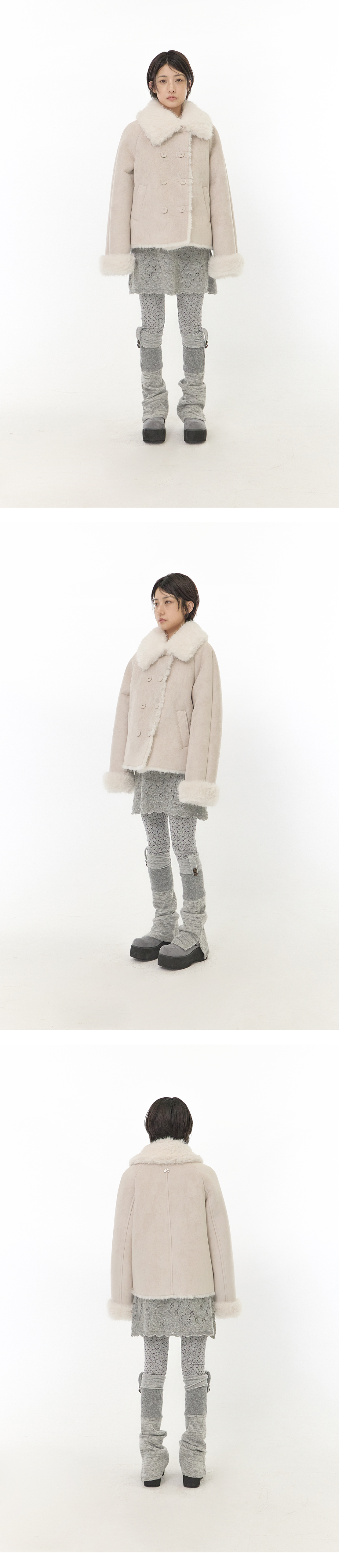 DOUBLE BUTTON SHEARLING SHEARLING JACKET - 2 COLORS BEIGE
