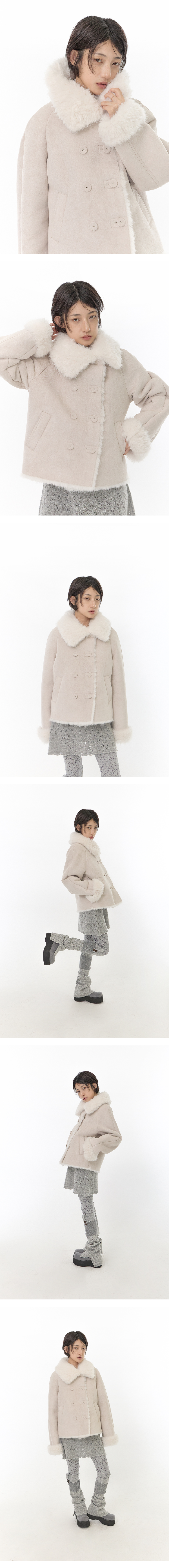 DOUBLE BUTTON SHEARLING SHEARLING JACKET - 2 COLORS BEIGE