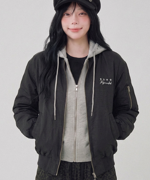 Bomber Jacket with Layered Hood [Ivory] thumbnail 7