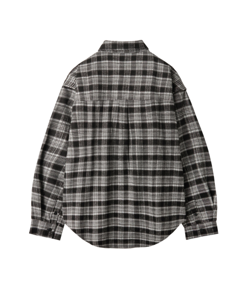 Vintage Semi Crop Check Shirts GEE267-112 Black thumbnail 2