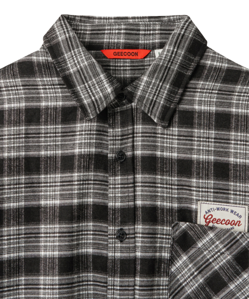 Vintage Semi Crop Check Shirts GEE267-112 Black thumbnail 3