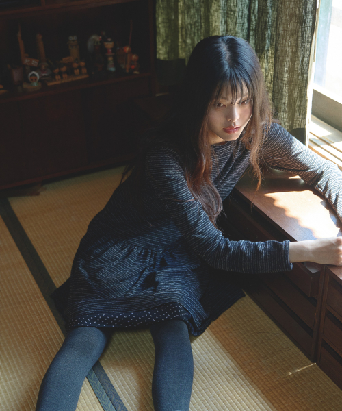 Knit Floral Layered One Piece Black thumbnail 6