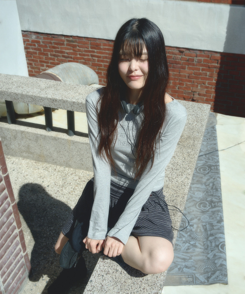 Striped Foldover Skirts Charcoal thumbnail 2