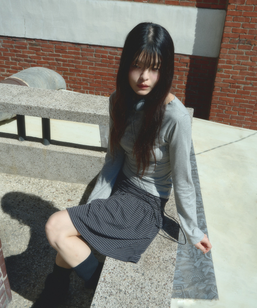 Striped Foldover Skirts Charcoal thumbnail 4