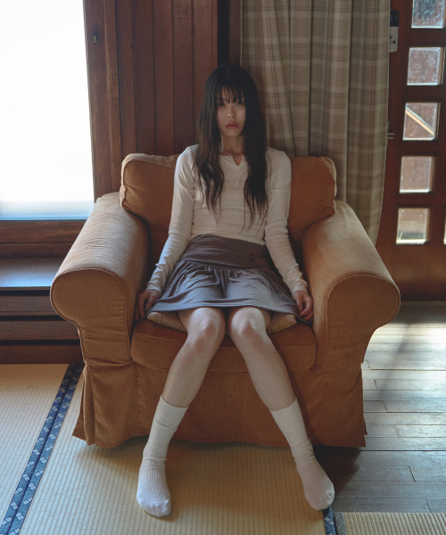Striped Foldover Skirts in Brown thumbnail 2