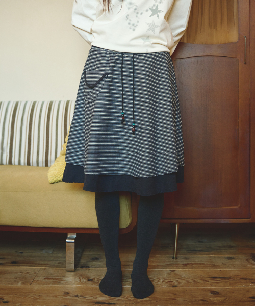 Flocked Stripe Layered Midi Skirts, Charcoal thumbnail 5
