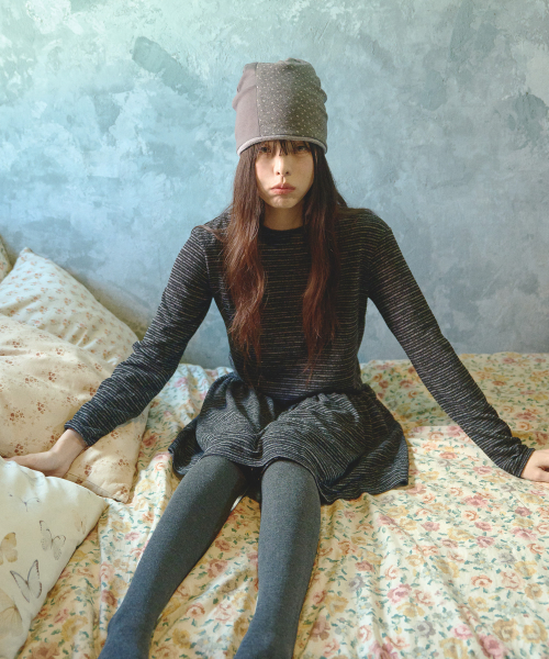 Reversible Layered Knit Beanie, Gray thumbnail 2