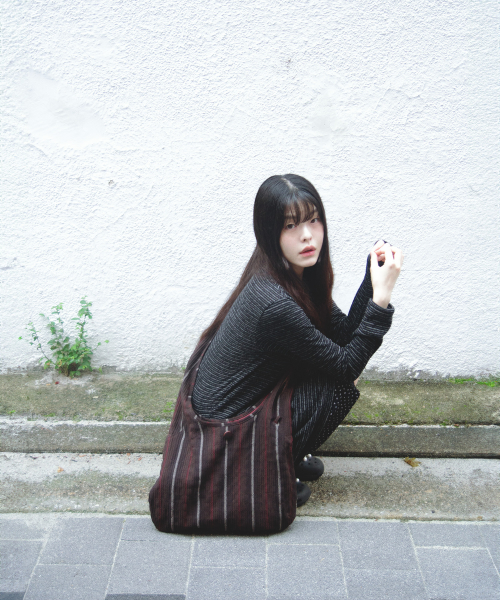 Reversible Striped Hobo Bag Deep Brown thumbnail 4