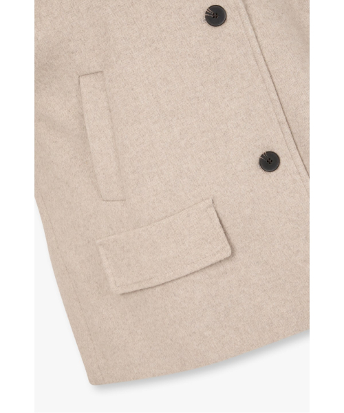 High-Neck Short Coat _Melange Beige_9196413113 thumbnail 6