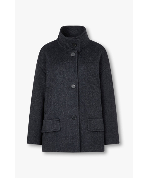 High-Neck Short Coat _Charcoal_ 9196413113 thumbnail 2