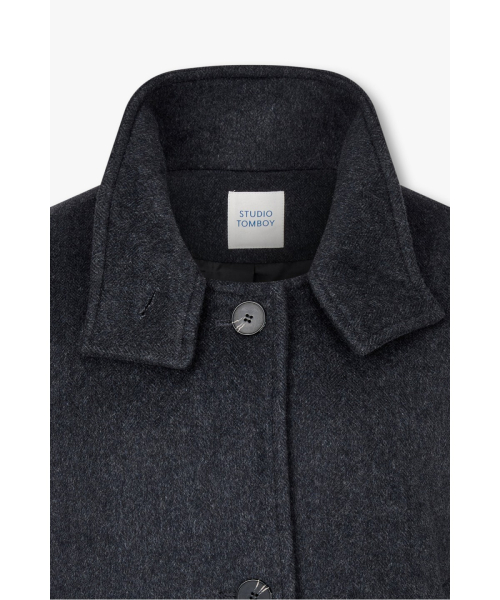 High-Neck Short Coat _Charcoal_ 9196413113 thumbnail 4