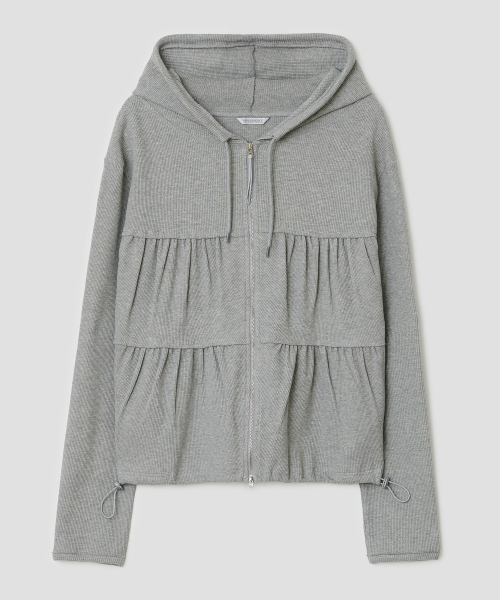 Tiered Zip Hoodie [Gray]