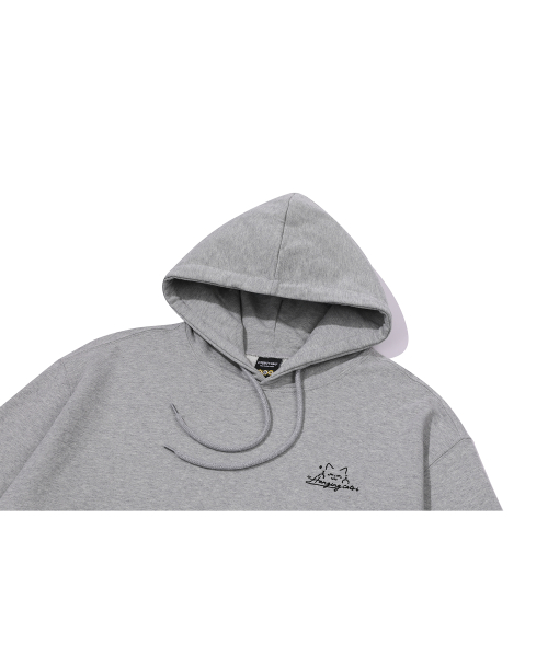 Hanging Cats Embroidered Hoodie Gray thumbnail 4