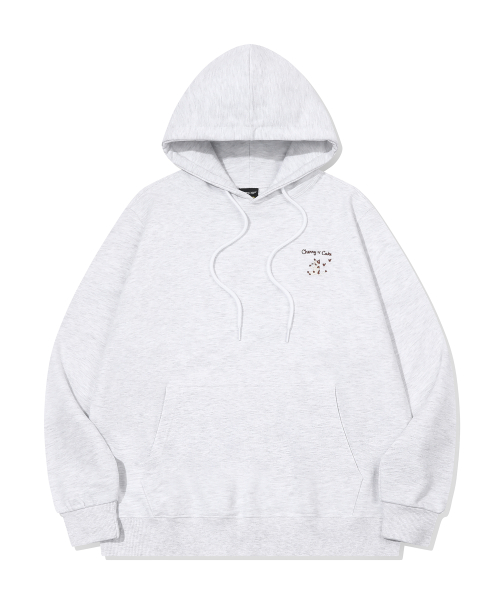 Cherry Cake Embroidered Hoodie Melange White thumbnail 2