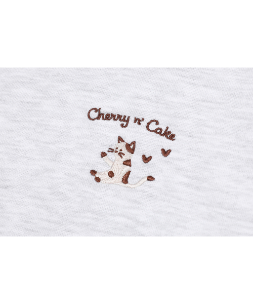 Cherry Cake Embroidered Hoodie Melange White thumbnail 5