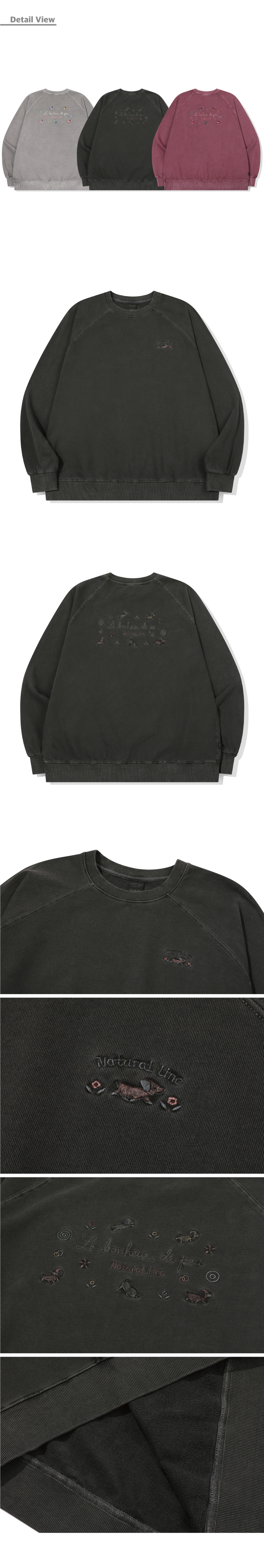 BONHEUR PUPPY PIGMENT RAGLAN SWEATSHIRT - 3 COLORS SMOKE BLACK