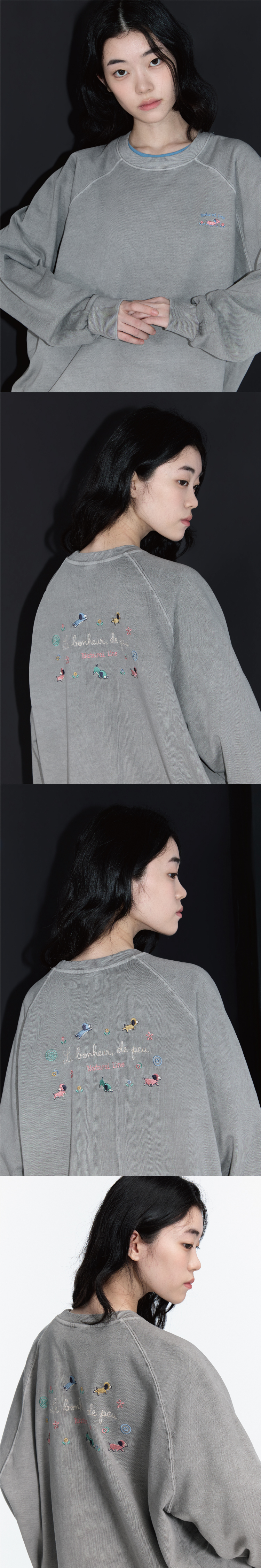 BONHEUR PUPPY PIGMENT RAGLAN SWEATSHIRT - 3 COLORS GHOST GREY