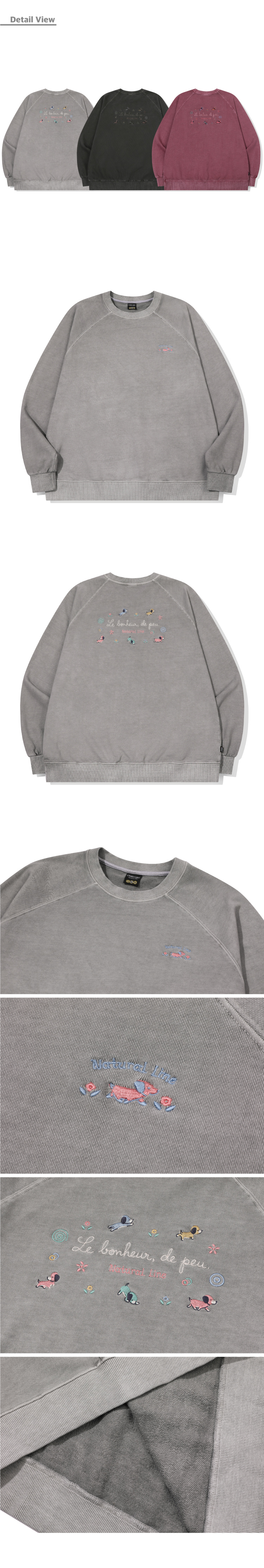 BONHEUR PUPPY PIGMENT RAGLAN SWEATSHIRT - 3 COLORS GHOST GREY