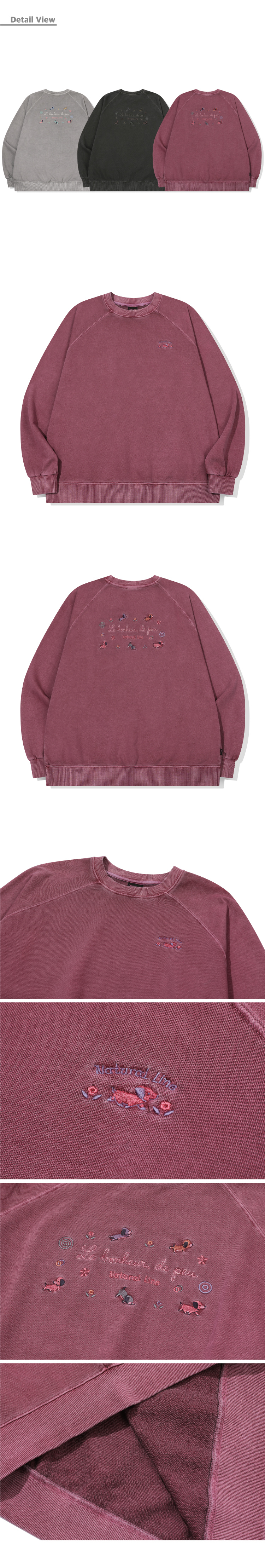 BONHEUR PUPPY PIGMENT RAGLAN SWEATSHIRT - 3 COLORS DUSTY PINK