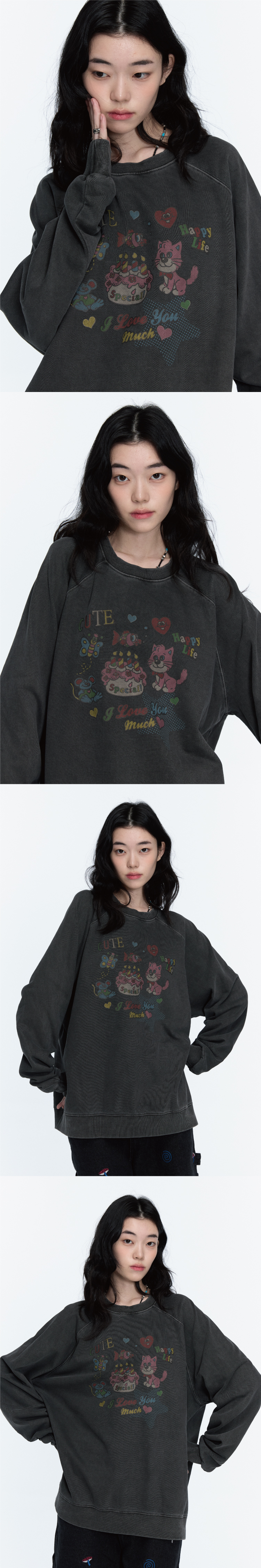 LOVE PIGMENT RAGLAN SWEATSHIRT - 2 COLORS BLACK