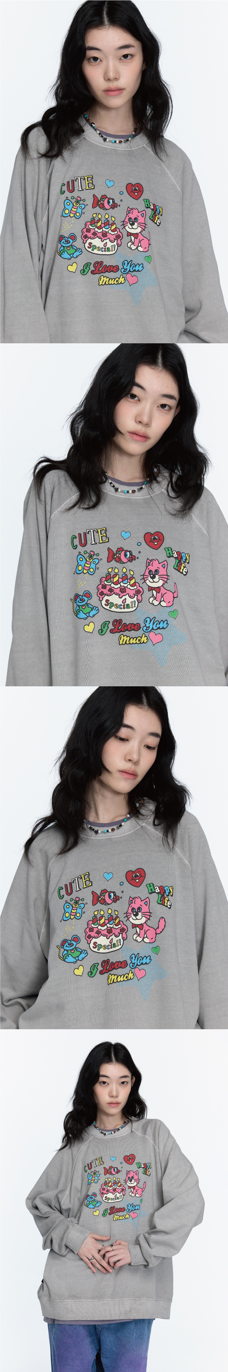 LOVE PIGMENT RAGLAN SWEATSHIRT - 2 COLORS GREY