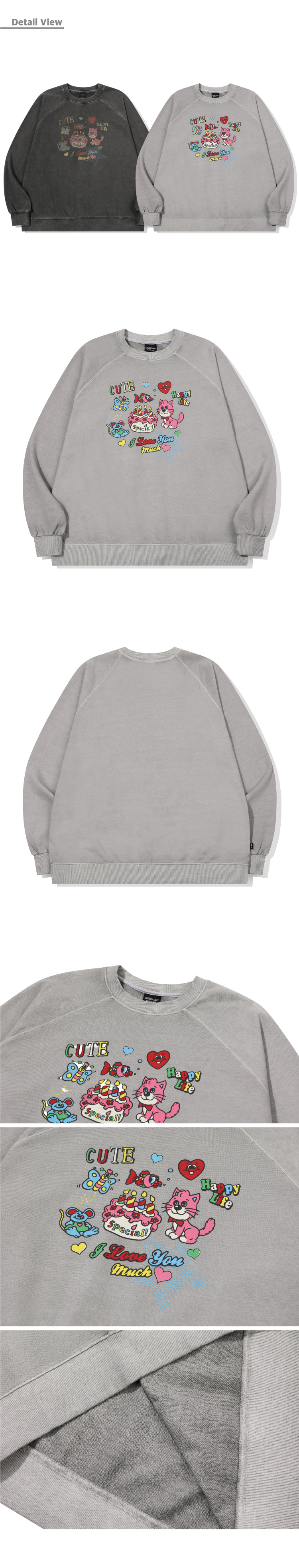LOVE PIGMENT RAGLAN SWEATSHIRT - 2 COLORS GREY