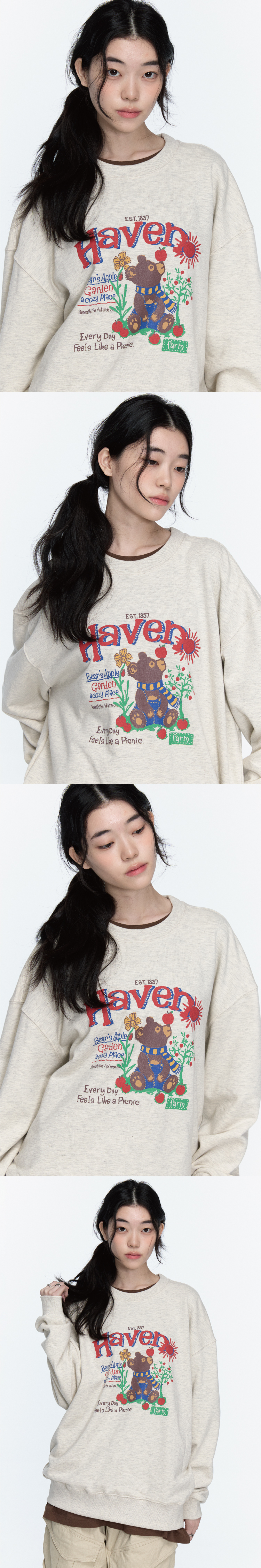BEAR SWEATSHIRT - 2 COLORS OATMEAL
