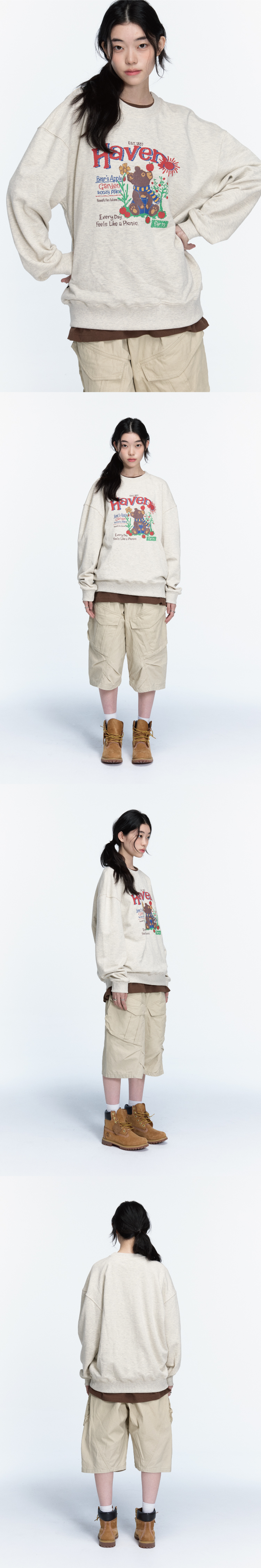 BEAR SWEATSHIRT - 2 COLORS OATMEAL