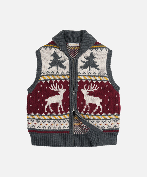 HEAVY COWICHAN KNIT VEST _ RED