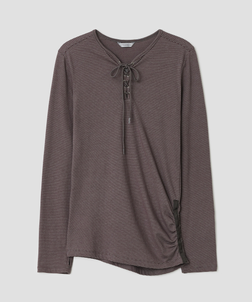Lace Up Side Trim Top [Plum]