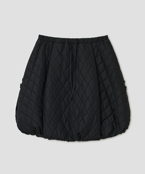 Quilted Balloon Skirt [Black]